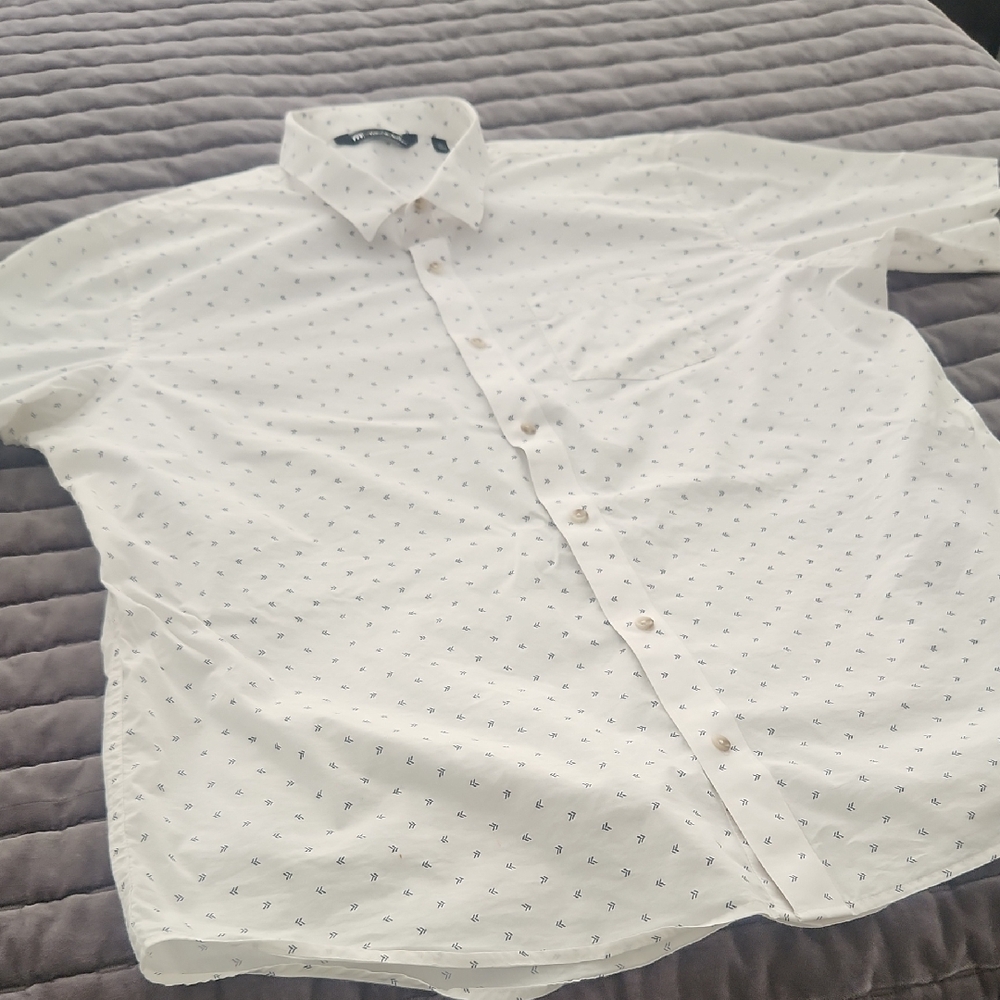 Travis Mathew White Patterned Casual Shirt